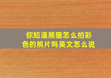 你知道熊猫怎么拍彩色的照片吗英文怎么说