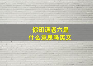 你知道老六是什么意思吗英文