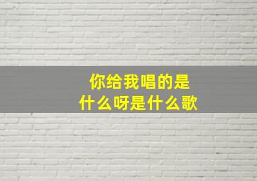 你给我唱的是什么呀是什么歌