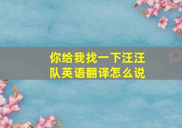 你给我找一下汪汪队英语翻译怎么说