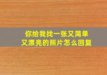 你给我找一张又简单又漂亮的照片怎么回复