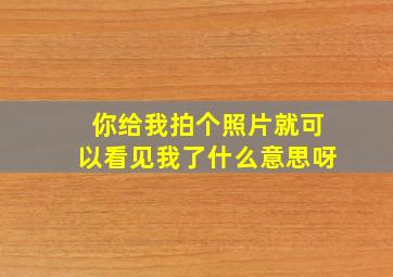 你给我拍个照片就可以看见我了什么意思呀