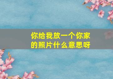 你给我放一个你家的照片什么意思呀