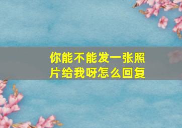 你能不能发一张照片给我呀怎么回复