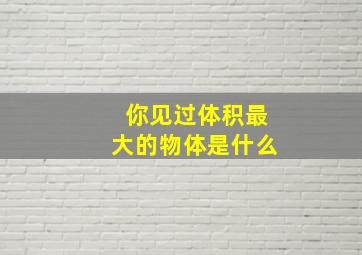 你见过体积最大的物体是什么