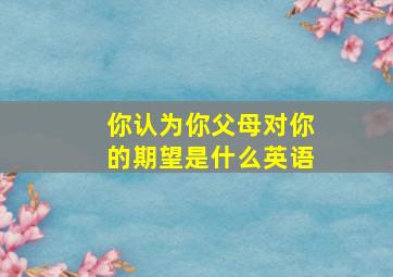 你认为你父母对你的期望是什么英语