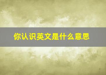 你认识英文是什么意思