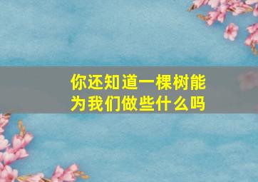 你还知道一棵树能为我们做些什么吗