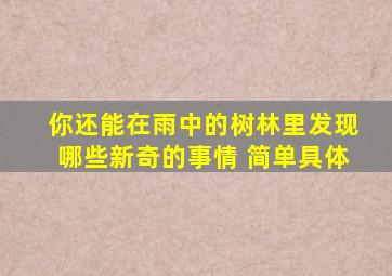 你还能在雨中的树林里发现哪些新奇的事情 简单具体