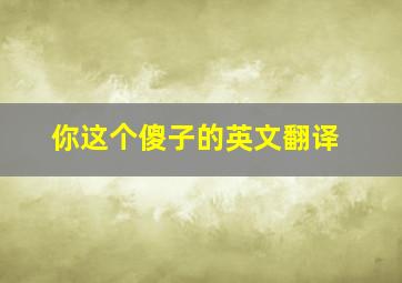 你这个傻子的英文翻译