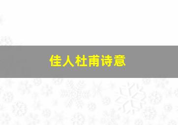 佳人杜甫诗意