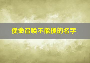 使命召唤不能搜的名字