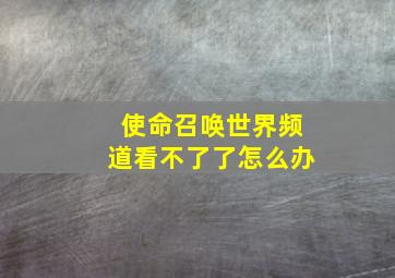 使命召唤世界频道看不了了怎么办