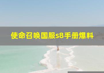 使命召唤国服s8手册爆料