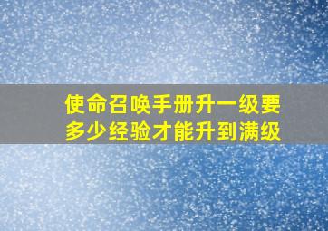 使命召唤手册升一级要多少经验才能升到满级