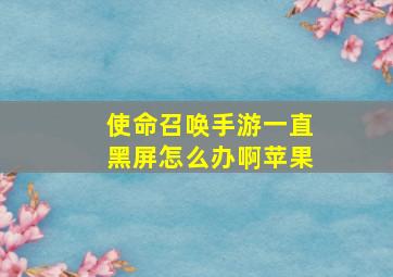 使命召唤手游一直黑屏怎么办啊苹果