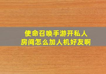 使命召唤手游开私人房间怎么加人机好友啊