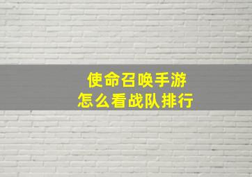 使命召唤手游怎么看战队排行