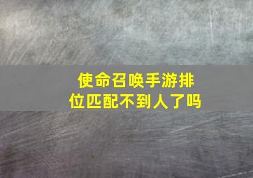 使命召唤手游排位匹配不到人了吗