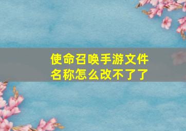 使命召唤手游文件名称怎么改不了了