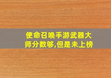 使命召唤手游武器大师分数够,但是未上榜