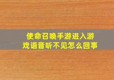 使命召唤手游进入游戏语音听不见怎么回事