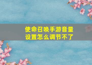 使命召唤手游音量设置怎么调节不了