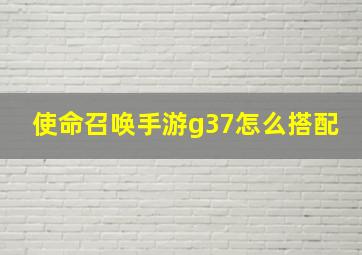 使命召唤手游g37怎么搭配