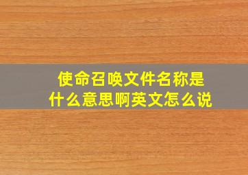 使命召唤文件名称是什么意思啊英文怎么说