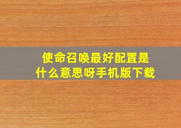 使命召唤最好配置是什么意思呀手机版下载