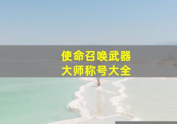 使命召唤武器大师称号大全