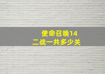 使命召唤14二战一共多少关