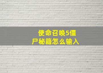 使命召唤5僵尸秘籍怎么输入