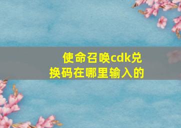 使命召唤cdk兑换码在哪里输入的