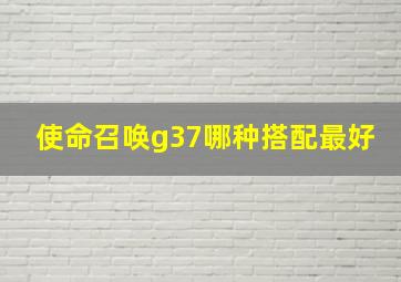 使命召唤g37哪种搭配最好