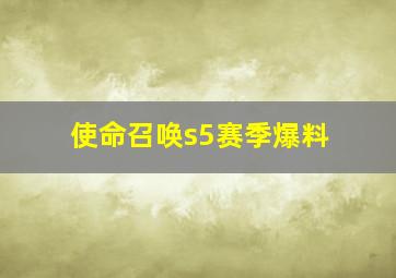 使命召唤s5赛季爆料