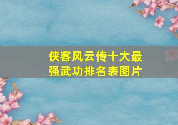 侠客风云传十大最强武功排名表图片