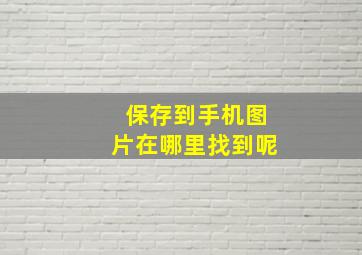 保存到手机图片在哪里找到呢