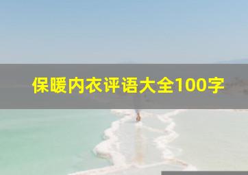 保暖内衣评语大全100字