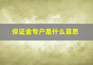 保证金专户是什么意思