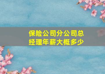 保险公司分公司总经理年薪大概多少