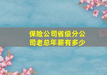 保险公司省级分公司老总年薪有多少