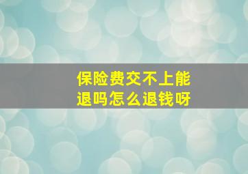 保险费交不上能退吗怎么退钱呀