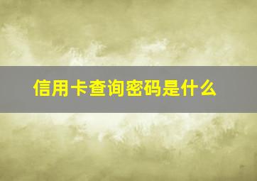 信用卡查询密码是什么