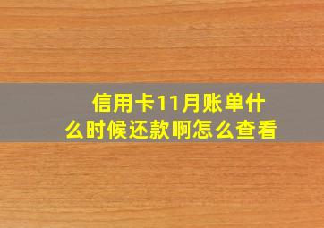 信用卡11月账单什么时候还款啊怎么查看