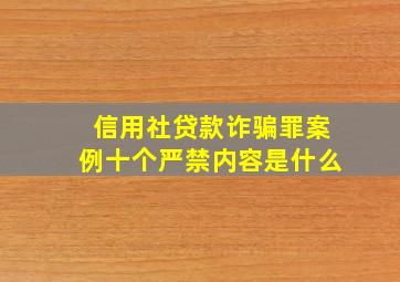 信用社贷款诈骗罪案例十个严禁内容是什么