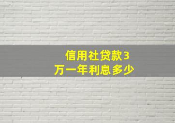 信用社贷款3万一年利息多少