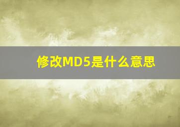 修改MD5是什么意思