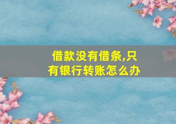 借款没有借条,只有银行转账怎么办