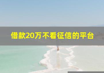 借款20万不看征信的平台